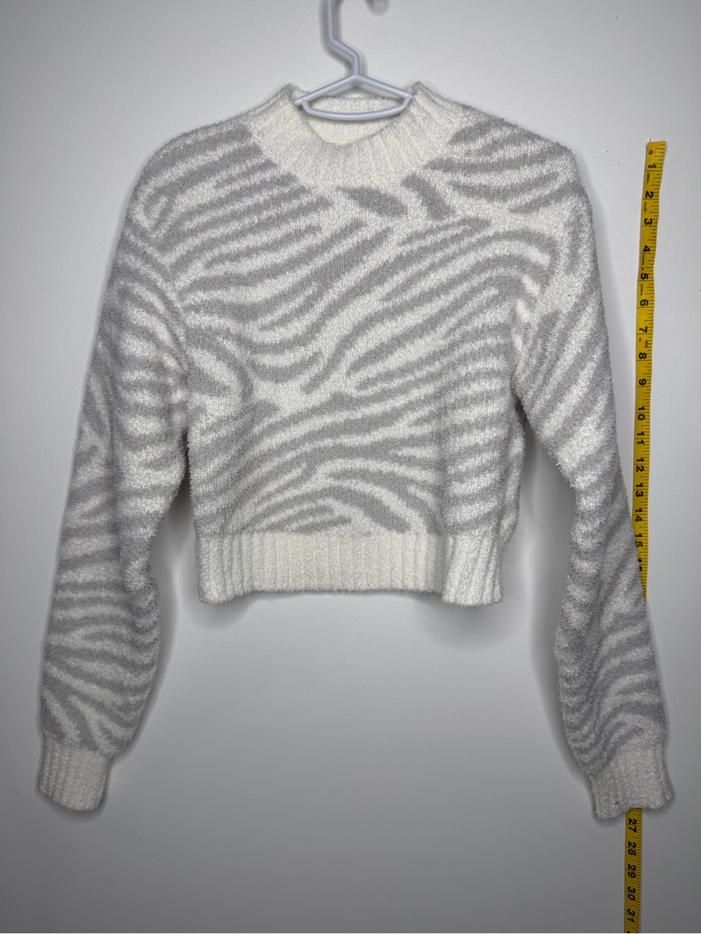UGG White and Light Gray Zebra-Print Crewneck Sweater